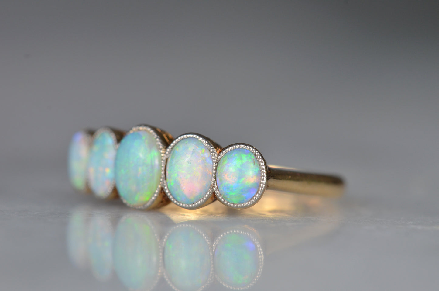 Vivid Edwardian Opal Five Stone Ring