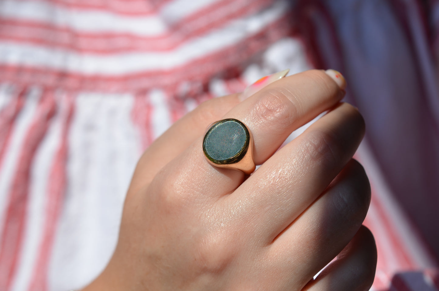 Heavy Vintage Bloodstone Ring