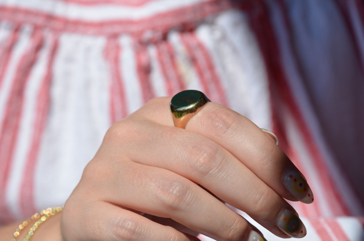 Heavy Vintage Bloodstone Ring