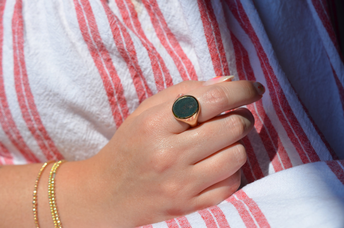 Heavy Vintage Bloodstone Ring
