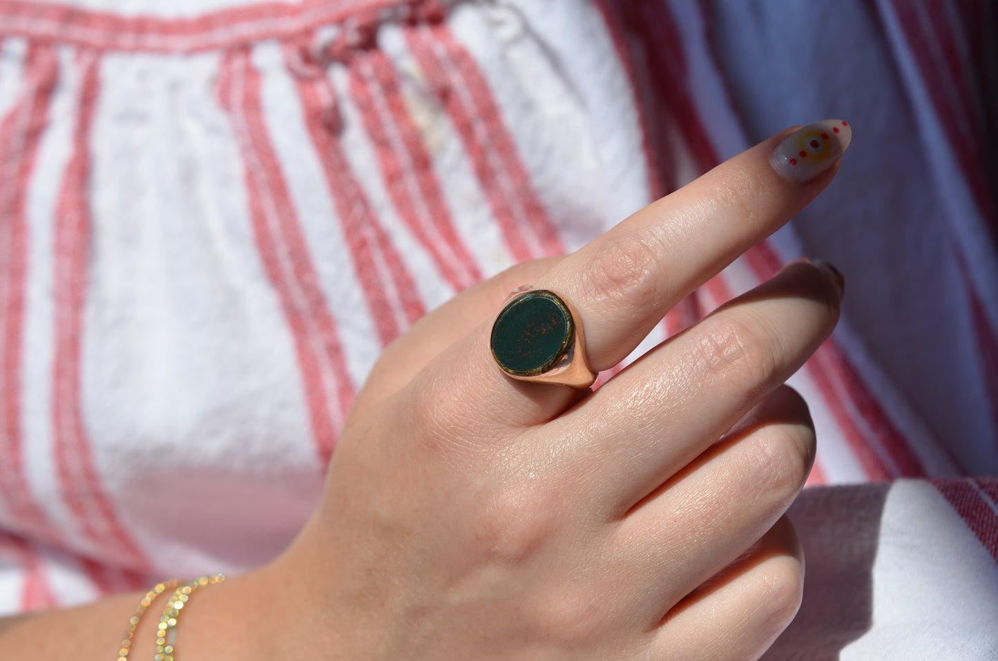 Heavy Vintage Bloodstone Ring