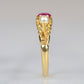 Vibrant Vintage Pink Sapphire and Pearl Ring