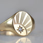 Radiant Engraved White Sapphire Signet Ring