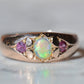 Smooth Antique Opal and Garnet Ring