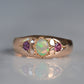 Smooth Antique Opal and Garnet Ring