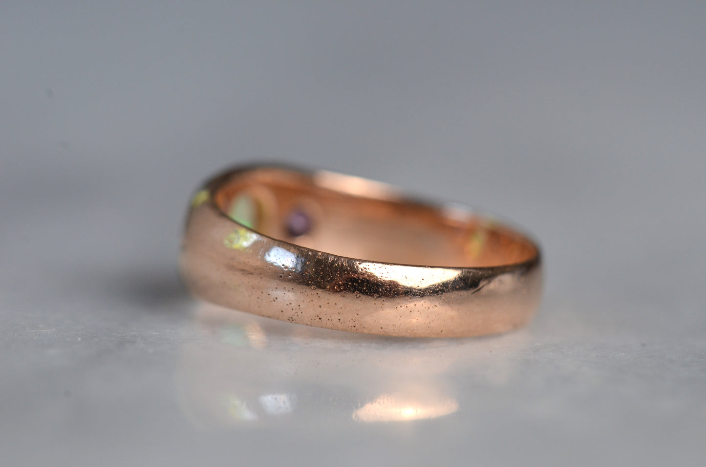 Smooth Antique Opal and Garnet Ring