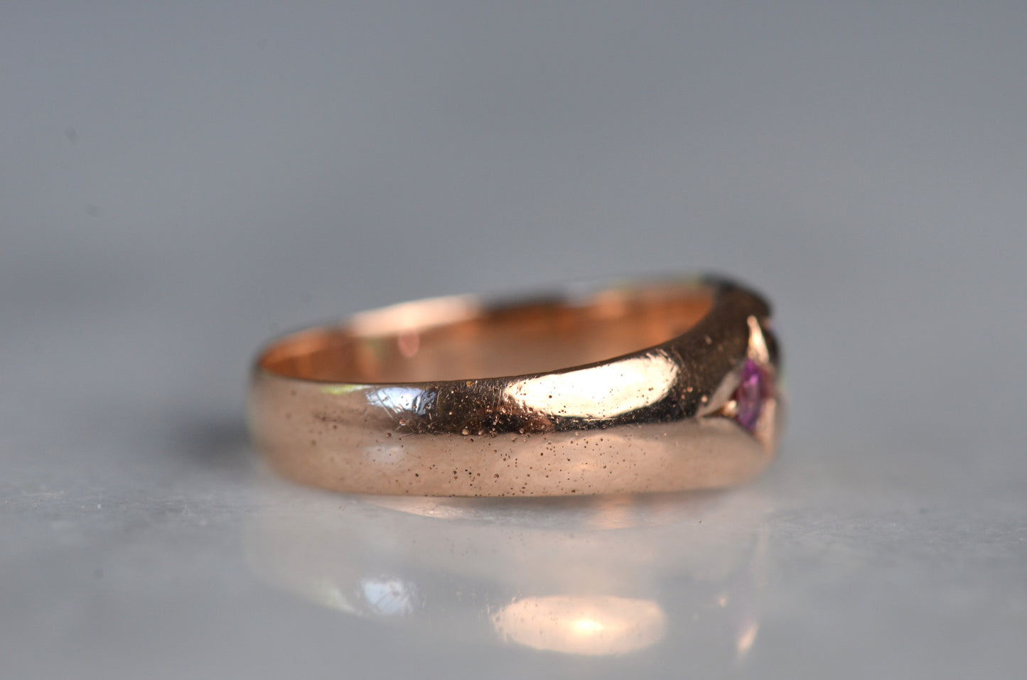 Smooth Antique Opal and Garnet Ring