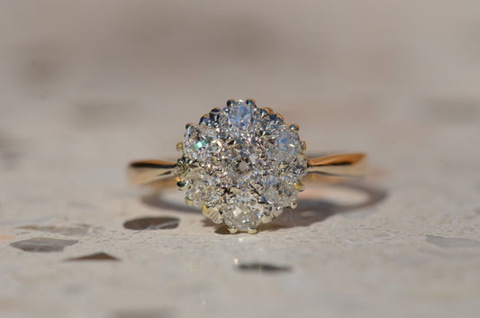 Scintillating Antique Diamond Cluster Ring