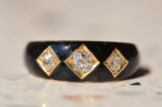 Compelling Victorian Enamel Trilogy Ring