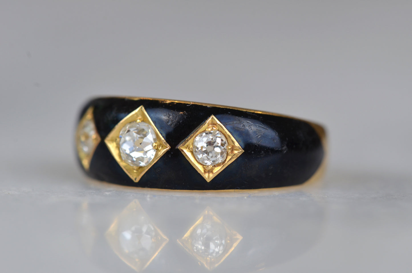 Compelling Victorian Enamel Trilogy Ring