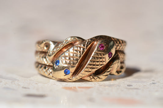 Bold Vintage Double Snake Ring