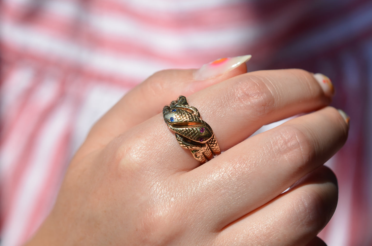 Bold Vintage Double Snake Ring