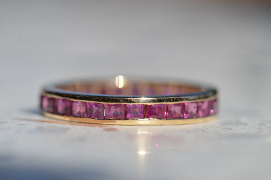 Warm Vintage Ruby Eternity Ring
