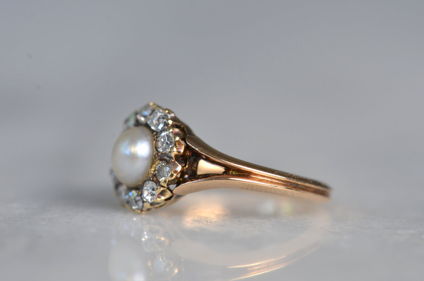 Lustrous Edwardian Pearl Halo Ring