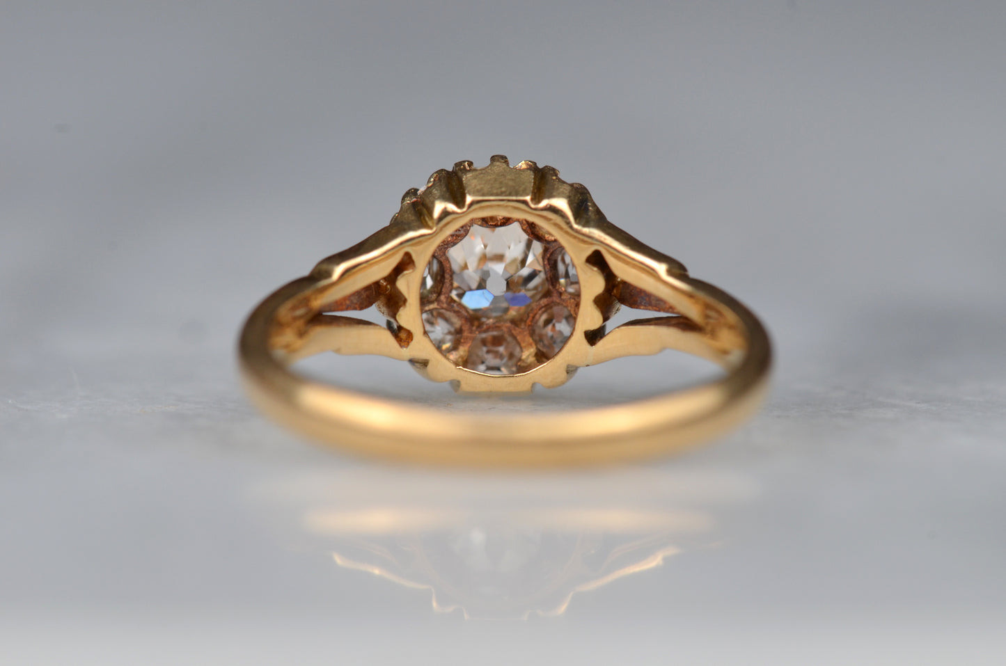 Glowing Victorian Old Mine Cluster Ring