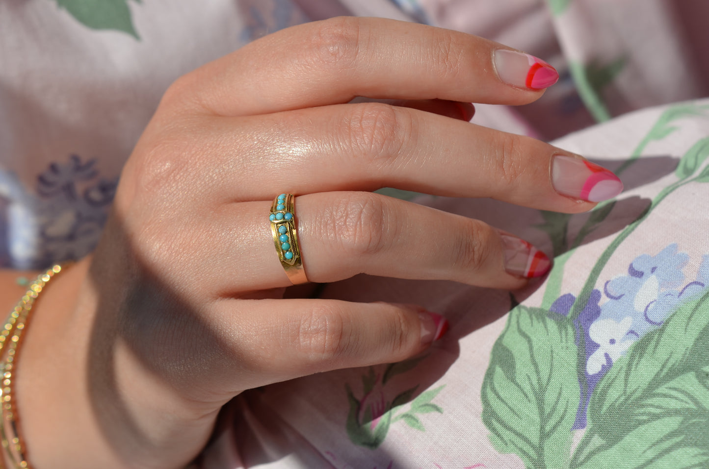 Elegant Victorian Turquoise Band Ring