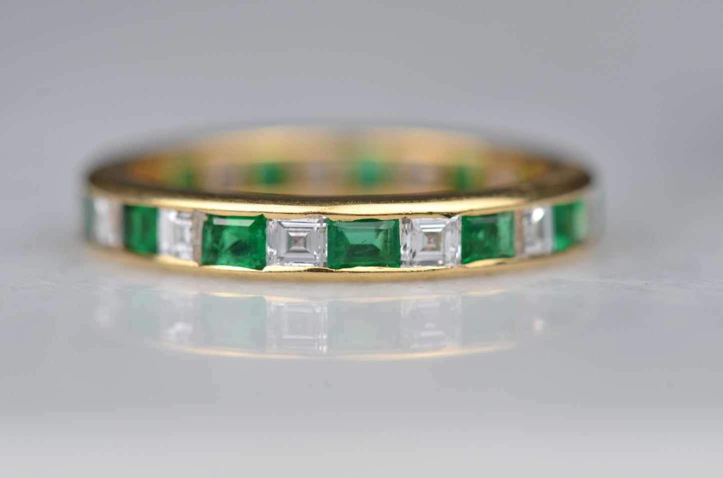 Stunning Vintage Emerald and Diamond Eternity Ring