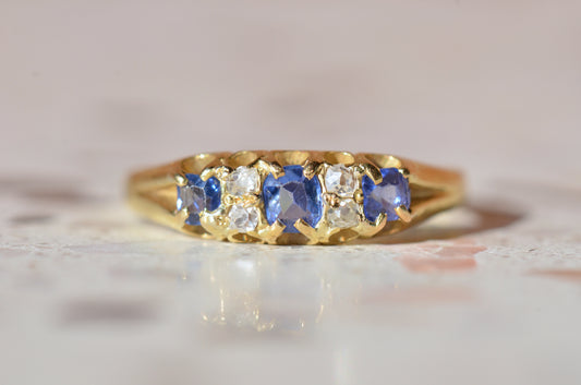 Essential Antique Sapphire and Diamond Ring