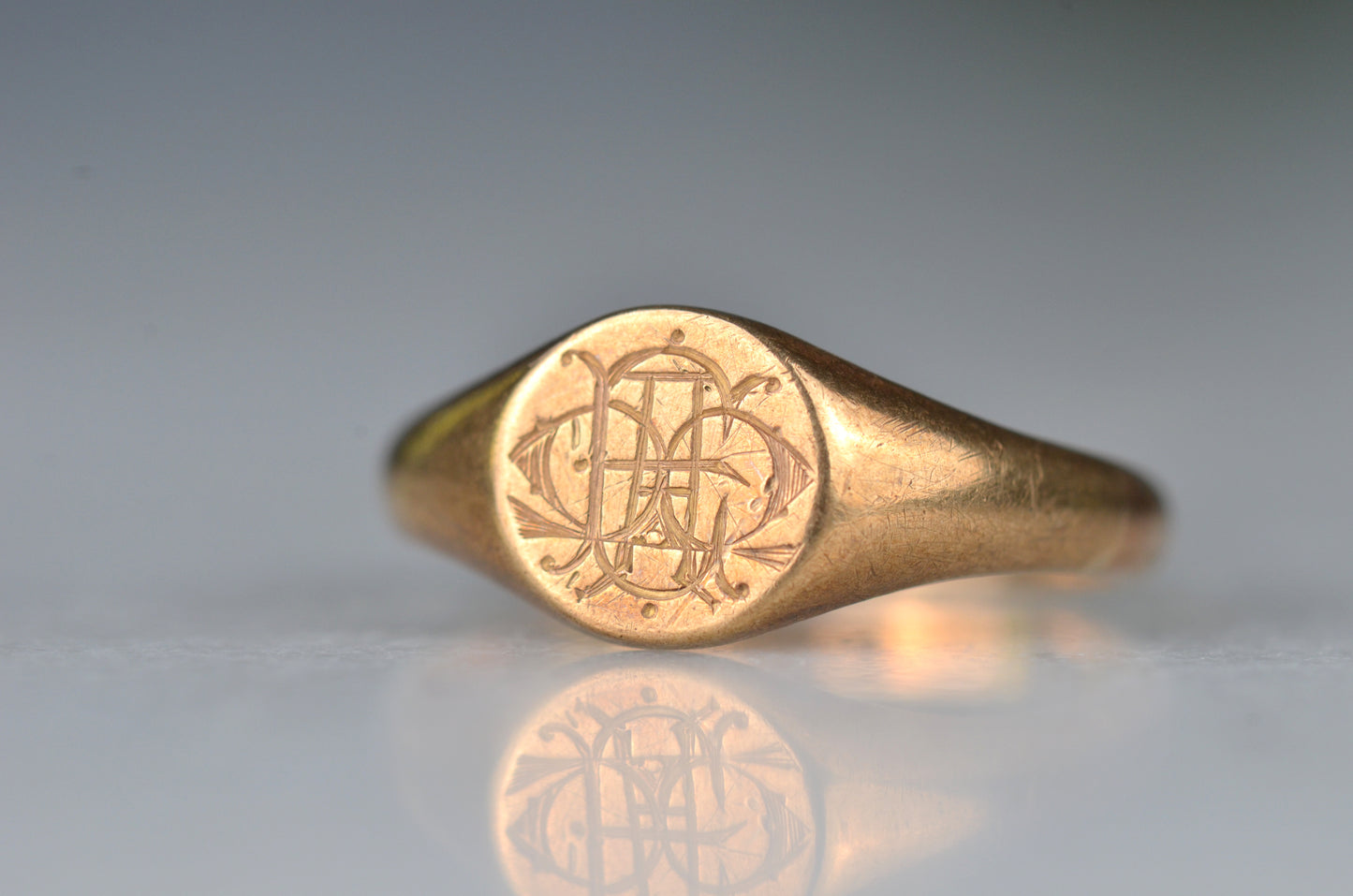 Rustic Near-Antique Monogram Signet Ring