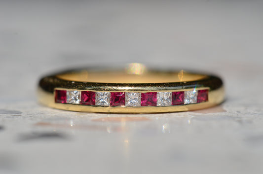 Vivid Estate Ruby and Diamond Half Eternity