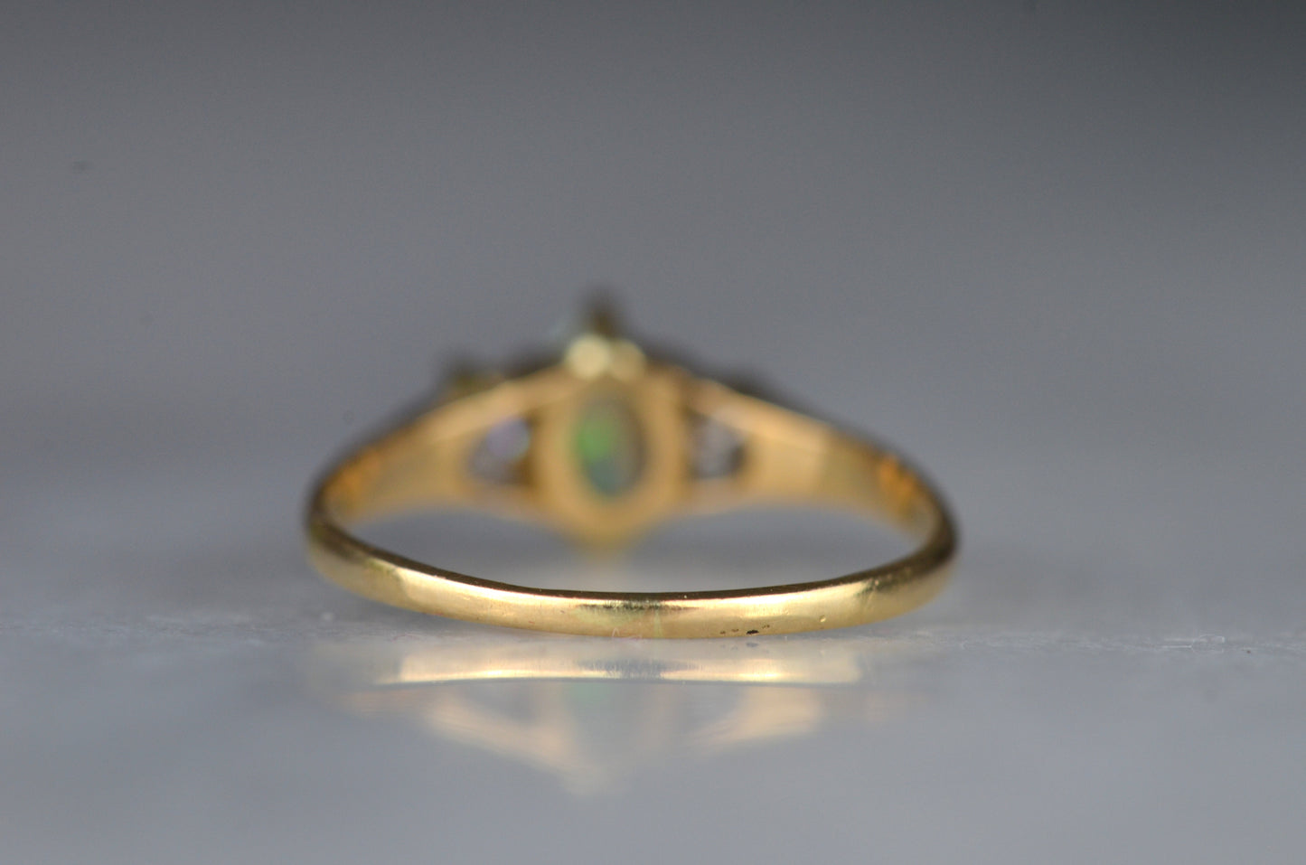 Petite Vintage Opal and Diamond Ring