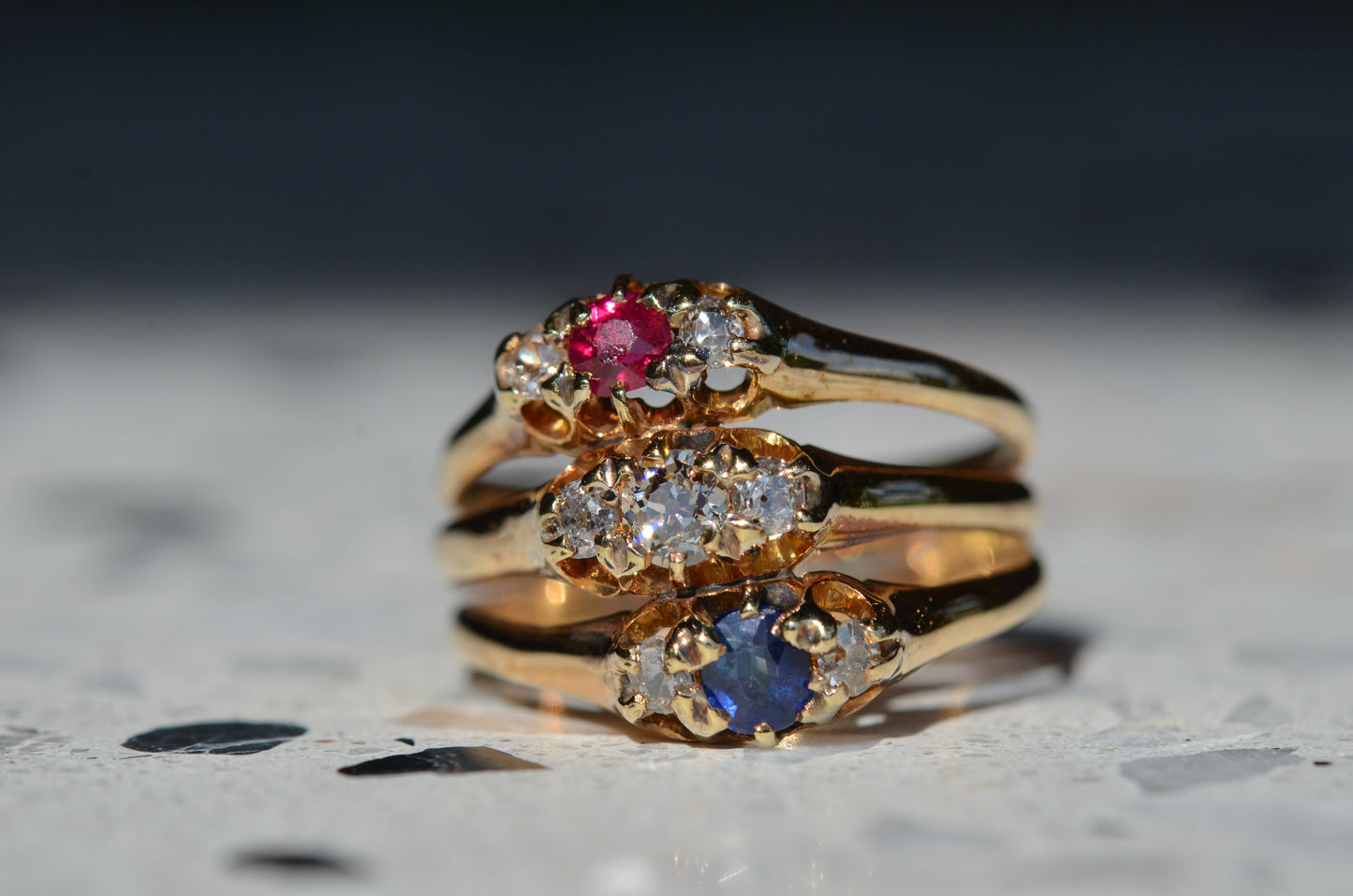 Glamorous Victorian Triplet Trilogy Ring