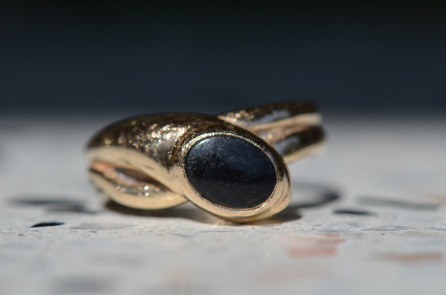 Subtle Vintage Onyx Snake Ring