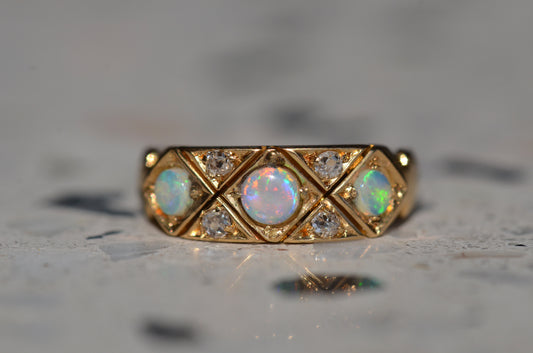 Unusual Antique Opal Mourning Ring