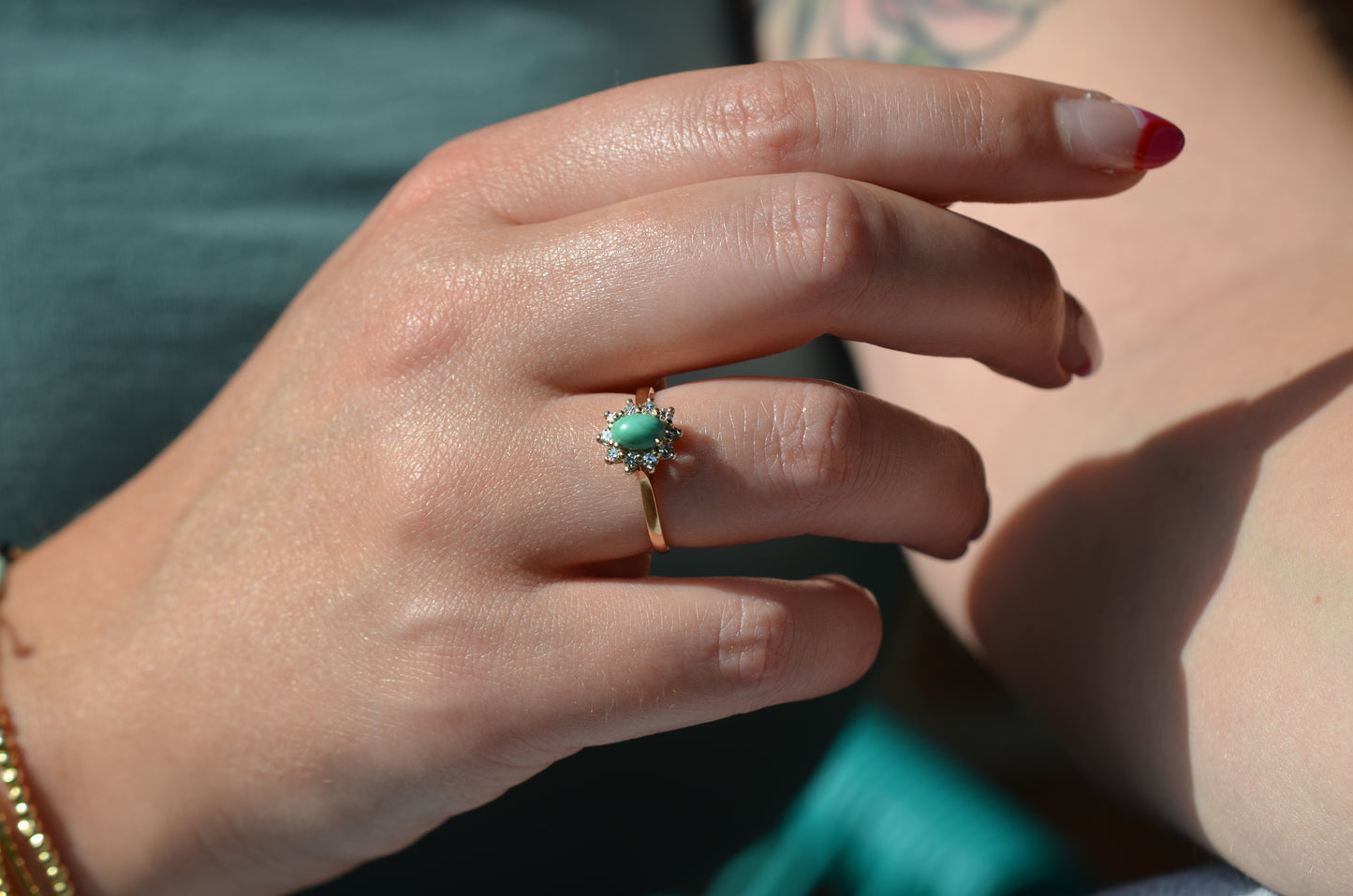 Darling Vintage Turquoise Halo Ring