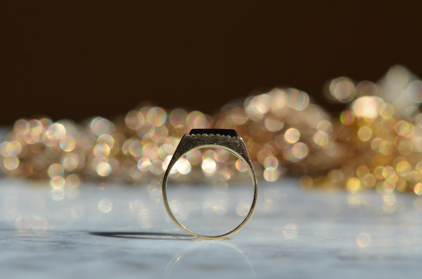 Striking Tiny Onyx Ring