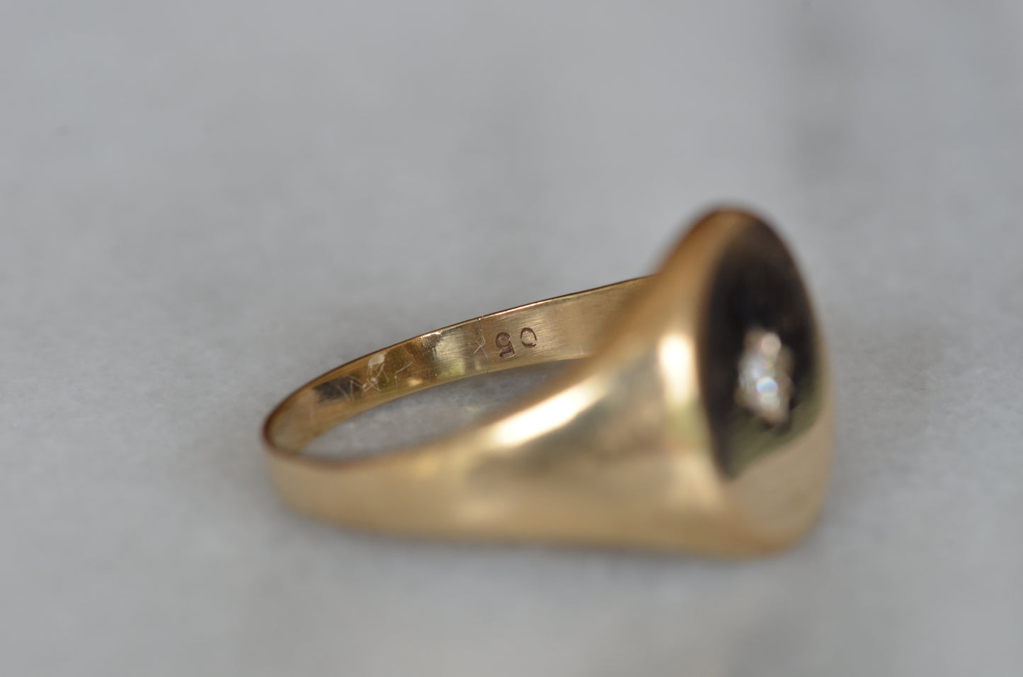 Substantial Diamond Oval Signet Ring