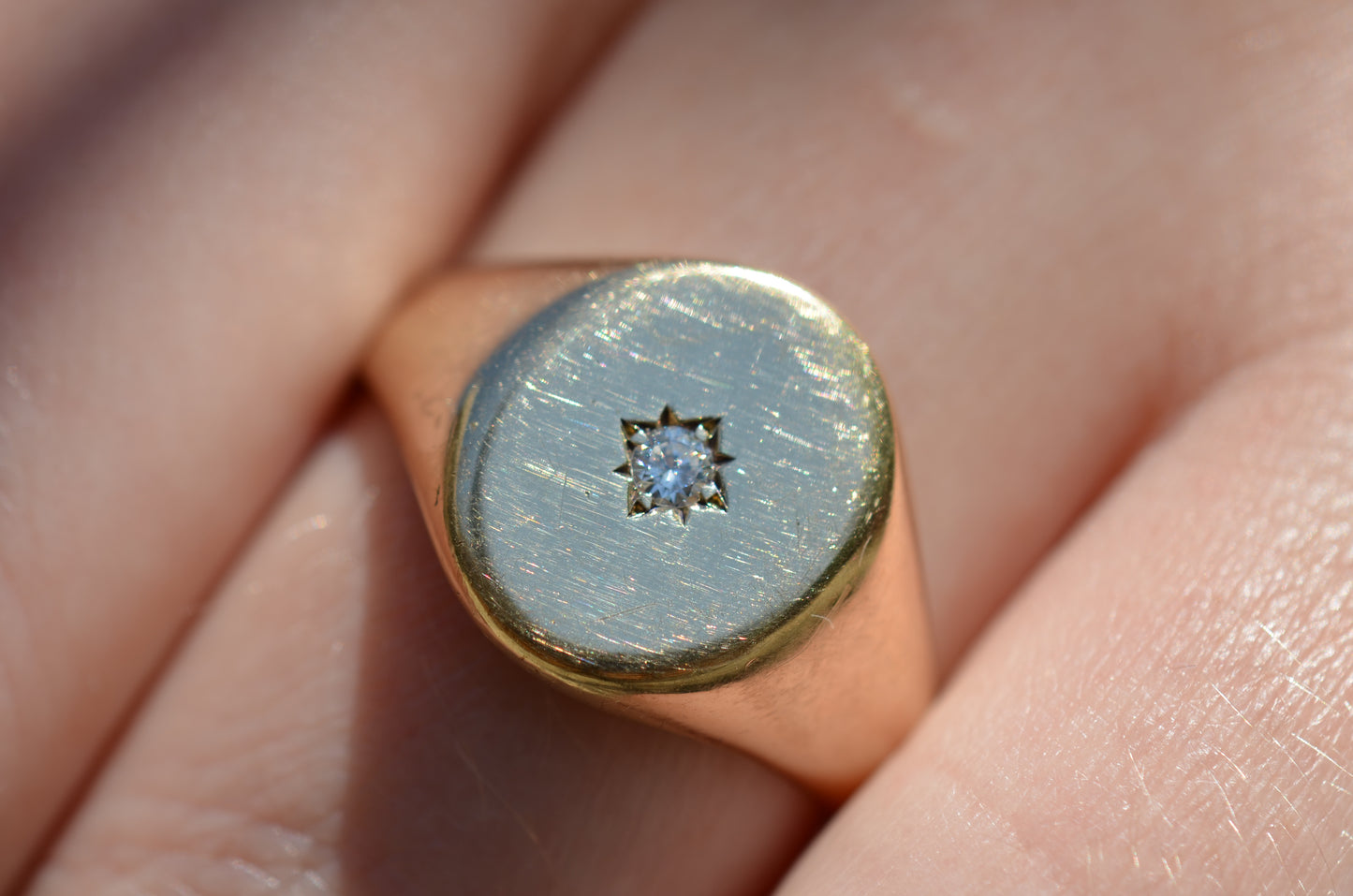 Substantial Diamond Oval Signet Ring