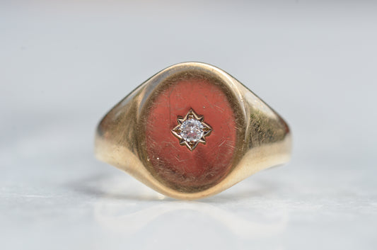 Substantial Diamond Oval Signet Ring