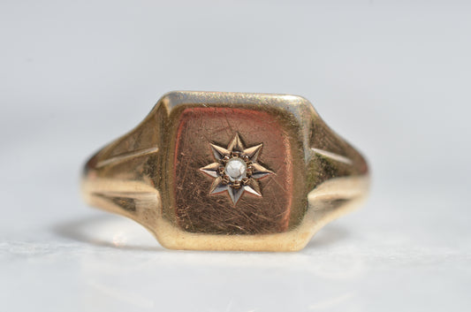 Striking Vintage Diamond Signet Ring