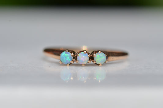 Vivid Tiny Opal Vintage Trilogy Ring