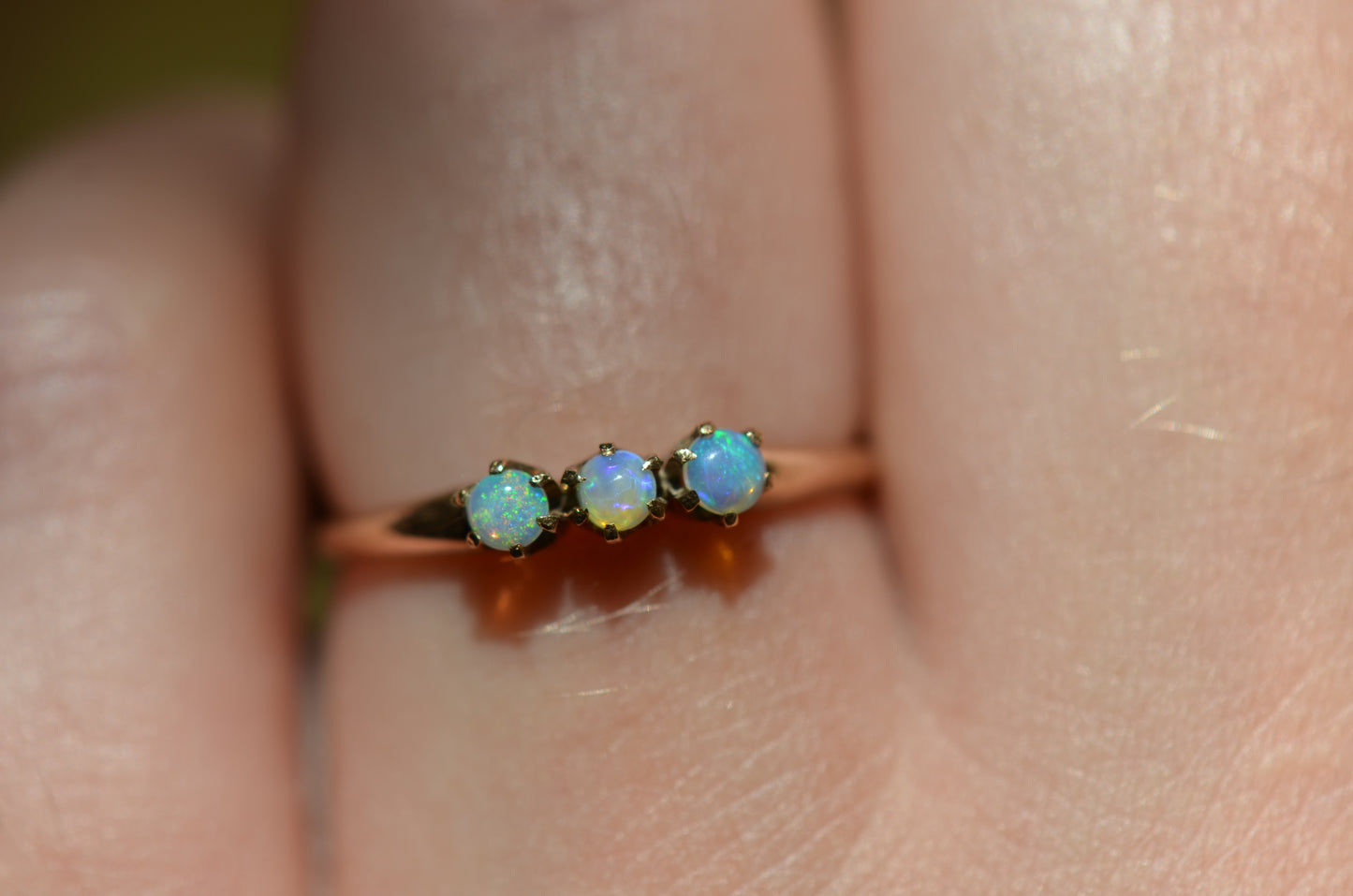 Vivid Tiny Opal Vintage Trilogy Ring