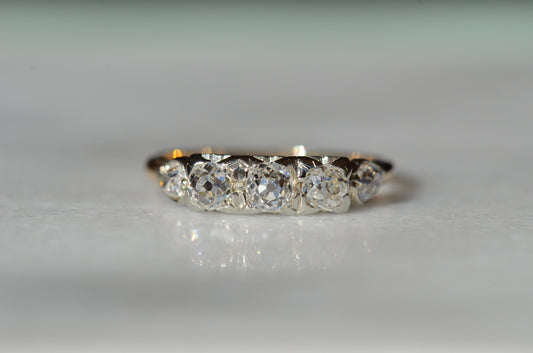 Dazzling Retro Old Mine Cut Five Stone