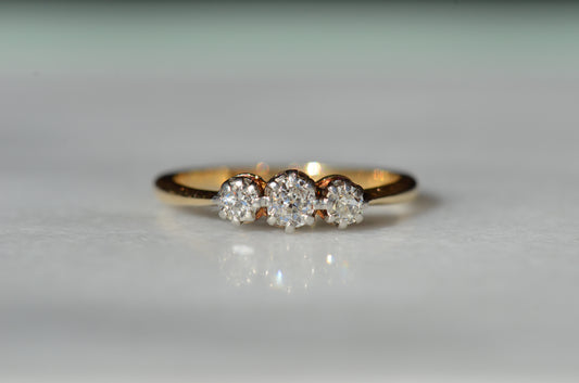 Bright Antique Diamond Trilogy Ring