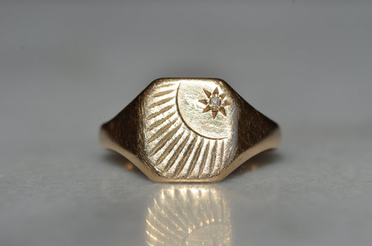 Radiant Vintage Diamond Signet Ring